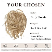 abordables Chignons-grand chignon désordonné postiche ondulé bouclé chouchous synthétiques chignon queue de cheval extensions de cheveux chignon épais postiches pour femmes