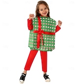 billiga Barnkostymer-julklapp Candy Cane Kläder Finkostym Julkostym Pojkar Flickor Cosplay kostym Barn Jul Nyår julafton Jul Fest Väst