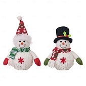 abordables Lumières de Noël-Figurine en peluche de bonhomme de neige de Noël illuminée, décoration de fenêtre de table à LED pour la décoration intérieure des vacances, accent de fête de cuisine à domicile de Noël d&#039;hiver