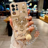 رخيصةأون جراب سامسونج-هاتف غطاء من أجل S24 S24 Ultra Plus S23 Ultra Plus S23 S22 ألترا S21 Ultra A14 اس 25 الترا غطاء خلفي مع حامل مع رباط المعصم ضد الصدمات مكتب  /  الأعمال TPU الكمبيوتر الشخصي