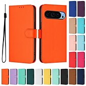 זול תיק טלפון אחר-טלפון מגן עבור Pixel 9 Pro Pixel 9 Pro XL Pixel 8 Pro Pixel 8 פיקסל 9 Pixel 7 Pixel 7 Pro Pixel 6 Pixel 6 Pro כיסוי הפוך עם מעמד עם רצועת יד חריץ לכרטיס רטרו TPU עור PU