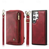 levne Pouzdra pro Samsung-telefon Carcasă Pro S24 S24 Ultra Plus S23 Ultra Plus S23 S22 S22 Plus Ultra Zadní kryt Pouzdro na peněženku se stojánkem Zip s Lanyardem Retro TPU PU kůže