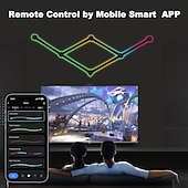 Недорогие Умный ночной свет-RGB светодиодные умные светильники игровые линии света Bluetooth приложение музыкальная синхронизация домашнего стенового креативного освещения световые панели с 24-кнопочным RF пультом управления