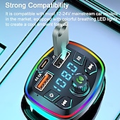 cheap Car Charger-USB Car Charger Quick Charge Bluetooth 5.0 FM Transmitter USB Type C 65W Car Fast Charging Bluetooth FM Transmitter Music Player