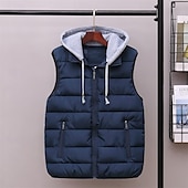 preiswerte Herren Steppweste-Herren Puffer Weste Kapuzenweste Gepolstert Weste Steppweste Täglich Verabredung Urlaub Modisch Brautkleider schlicht Herbst Winter Tasche Polyester warm halten Komfortabel Feste Farbe Reisverschluss