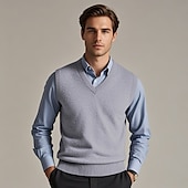 preiswerte Herren Pullover Weste-Herren Pullunder Pullover Kleid Pullover Weste Strickpullover Gerippt Stricken Standard Strick Glatt V Ausschnitt Modisch Brautkleider schlicht Freizeitskleidung Verabredung Bekleidung Herbst Winter
