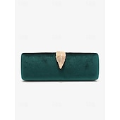 cheap Clutches &amp; Evening Bags-Women&#039;s Velvet Clutch Bag with Gold Feather Accent and Chain Strap - Elegant Evening Bag for Formal Events and Parties