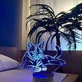 economico Luci notturne 3D-luce notturna a led 3d usb, lampada illusione di gatto che cambia colore a 7 colori, luce notturna con controllo touch, decorazione perfetta e regalo per gli amanti dei gatti