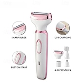 economico Rasatura e depilazione-Rasoio elettrico senza fili 4 in 1, set di rifinitura portatile ricaricabile, rasoio indolore per tutto il corpo, set di rasatura per sopracciglia, naso, viso, bikini, gambe e ascelle