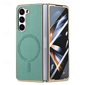 お買い得  サムスン用ケース-電話 ケース 用途 Zフォールド6 Z Fold 5 Z Fold 4 バックカバー スタンド付き とスクリーンプロテクター 磁石バックル レトロ風 TPU PUレザー