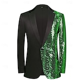 cheap Party Blazer-Men&#039;s Blazer Jacket Tuxedo Party Sparkle Striped Blazer Red Blue Gold Standard Fit Single Breasted One-button