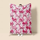 cheap Blankets &amp; Throws-Pink Bow Blanket Soft and Cozy Throw with Elegant Bow Design Perfect for Adding a Touch of Charm and Comfort to Your Home Decor Ideal  Gift For Chirstmas Xms