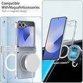 cheap Samsung Cases-Phone Case For Z Flip 6 Z Flip 5 Z Flip 4 Z Flip 3 Back Cover Magnetic Support Wireless Charging Shockproof Retro TPU Silicone