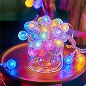 abordables Guirlandes lumineuses à piles-Guirlande lumineuse de Noël à bulles de cristal, 5 m, 50 LED, alimentée par batterie, pour sapin de Noël, nouvel an, fête, maison, jardin, balcon, pendentif, camping en plein air, mariage, décoration
