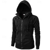 voordelige basic hoodies voor heren-Voor heren Hoodie met rits Hoodie met volledige rits Fleece hoodie Zwart Wijn Leger Groen Marineblauw Khaki Capuchon Effen Rits omhoog Zak Sport &amp; Outdoor Dagelijks Feestdagen Polyester Streetwear