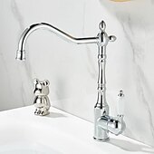 お買い得  浴室・洗面台用水栓金具-バスルーム キッチン 洗面台 シンク 蛇口 ミキサー タップ 回転式スパウト シングルハンドル 1穴 デッキマウント