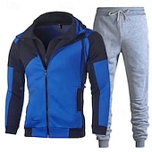 economico Tute da ginnastica-Per uomo Tuta Da Ginnastica Tuta da jogging 2 pezzi Zip intera Informale Autunno Manica lunga Traspirante Morbido Fitness Allenamento in palestra Corsa abbigliamento sportivo Abbigliamento sportivo