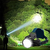 abordables Phares avant-Lampe frontale rechargeable à LED super lumineuse, lampe frontale USB 4 modes IPX5 étanche 90° réglable pour le camping, la randonnée, la course à pied, la chasse, le vélo