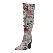 cheap Slouch Boots-Women&#039;s Brown Over The Knee Slouchy Boots - Chunky Heel, Pointed Toe, Stylish Casual Fall and Winter Footwear