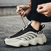 economico Sneakers da uomo-scarpe da ginnastica da uomo futuristiche con suola spessa in bianco e nero - scarpe sportive leggere e traspiranti per abbigliamento casual o da corsa