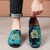 abordables Casual-Mocasines de terciopelo azul marino para hombre con bordados dorados: elegantes zapatos sin cordones para eventos formales y fiestas