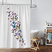 cheap Shower Curtains-Shower Curtain with Hooks 180cm*180cm(70&quot;*70&quot;) Polyester Washable Waterproof Pattern Bathroom Bathtub Decor Vintage Butterfly