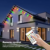 tanie Słoneczne światła sznurka-36leds 53ft solar energy permanent outdoor lights, rgbic smart eaves lights, led string vertity lights z aplikacją &amp;zdalne oświetlenie zewnętrzne IP65 wodoodporne na dach, na święta Bożego Narodzenia,