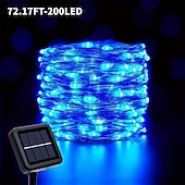 abordables Funciona con energía solar-Elegante cadena de luces de alambre de cobre alimentada por energía solar para fiestas de recepción de bodas, 100/200/300 LED con 8 modos para jardín, Navidad, bodas, fiestas&amp;amp;Decoración exterior