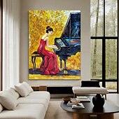 preiswerte Gemälde mit Menschen-Musik-Ölgemälde, handgemalt, impressionistisches Geiger-Porträt-Ölgemälde auf Leinwand - handgemalte Textur, Musik-Ölgemälde, bildende Kunst, Pattle Knife-Porträt-Ölgemälde