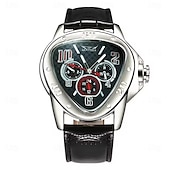 cheap Mechanical Watches-Jargar Top Brand Automatic Mechanical Men Army Triangle Calendar 24 hour Dial Real Leather Sport Wrist Watch