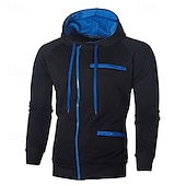 abordables sweats à capuche basiques pour hommes-Homme Sweat à capuche zippé Sweat à capuche en molleton Noir Blanche Vin Chameau Gris foncé Capuche Bloc de couleur Fermez Patchwork Sport &amp; Loisir du quotidien Vacances Polyester Vêtement de rue