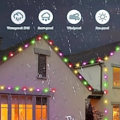 זול מופעל באמצעות USB-ממשק usb שחור גג גג קבוע, LED מחרוזת אורות נצח 49ft 50 לדים עם אפליקציית bluetooth עם בקר מפתח ir44 rgbic אור אינטליגנטי ip65 גג עמיד למים חג חג המולד בחוץ