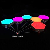 cheap Smart Lights-LED Smart Light Hexagonal LED Remote Control Wall Light, Modular Touch Color DIY Lighting for Bedroom, Bathroom, Living Room, Parties and Holidays 6-10 Piece Set