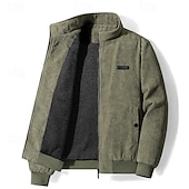 preiswerte Herrenjacken &amp; Herrenmäntel-Herren Winterjacke Cordjacke Fleecejacke Freizeitjacke Täglich Urlaub warm Tasche Vlies Herbst Winter Glatt Modisch Strassenmode Ständer Standard Schwarz Gelb Armeegrün Grau Jacken
