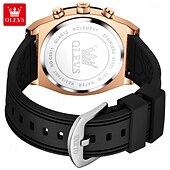 baratos Relógios Quartz-OLEVS 9911 Relógios Masculinos com Pulseira de Silicone à Prova d&#039;Água Cronógrafo Fase da Lua Relógio Masculino Luxuoso Multifuncional