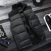 billiga Herrarnas puffer väst-Herr Pufferväst Gilet Quiltad väst Dagligen Datum Semester Mode Ledigt Höst vinter Ficka med blixtlås Polyester Håller värmen Bekväm Färgblock Dragkedja Hög krage Normal Orange Ljusgrå Mörkgrå Väst