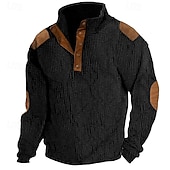 cheap Casual Henley Tee-Men&#039;s T shirt Tee Waffle Shirt Tee Top Color Block Henley Street Vacation Long Sleeve Clothing Apparel Fashion Designer Basic