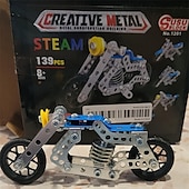 baratos Brinquedos de Montar-Motocicleta haste construção brinquedos para crianças metal construção construção modelo kit 5 variável multi forma motocicleta vapor brinquedos educativos (139 peças) dia das bruxas/dia de ação de graças/presente de natal