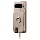 cheap Other Phone Case-Phone Case For Pixel 9 Pro Pixel 9 Pro XL Pixel 8 Pro Pixel 8 Pixel 7 Pixel 7 Pro Pixel 6 Pixel 6 Pro Back Cover with Stand Holder Ring Holder Zipper Retro TPU PU Leather