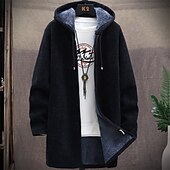 baratos suéter cardigã masculino-Homens Sueter Cardigan Suéter com zíper Suéter de malha Estriado Tricotar Túnica Patchwork Bolsos Tecido Com Capuz Moda Clássico Roupa Diária Encontro Roupa Outono &amp; inverno Preto Vinho L XL 2XL