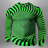 cheap 3D T shirts-Men&#039;s Optical Illusion T Shirt Long Sleeve T shirt 3D Print Crew Neck Shirt Daily Designer Street Casual Yellow Pink Blue Summer Spring Fall Clothing Apparel S M L XL XXL XXXL