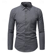 billiga Button Down-skjortor för män-Herr Skjorta Knapp upp skjorta Linje Bröllop Dagligen Svart Mörk marin Mörkgrå Långärmad Nedvikt Vår &amp; Höst Kläder Lappverk