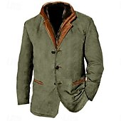 economico Giubbotti e cappotti da uomo-Per uomo Giacca di velluto a coste Antivento Giornaliero Da mare Tenere al caldo Colletto in pile Nessuna fodera in pile Autunno inverno Liscio Di tendenza Streetwear Bavero Standard Blu Cachi Verde