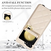 economico Cover Samsung-telefono Custodia Per Capovolgi Z 6 Z Flip 5 Z Flip 4 Z Flip 3 Per retro con cordino Slot per schede Fibbia ad anello Retrò TPU pelle sintetica