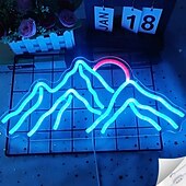 abordables Lampes néon led-Panneau lumineux au néon avec coucher de soleil sur la montagne, applique murale à LED à intensité variable alimentée par USB pour chambre à coucher, chambre d&#039;enfant &amp;décoration de salon