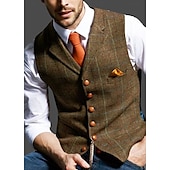 economico Abiti casual-Per uomo Retrò vintage Gilè A spina di pesce Taglio sartoriale Dentellato Monopetto - più bottoni Blu Verde Cachi 2023