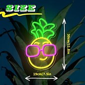 abordables Lampes néon led-Panneau lumineux au néon ananas, lumière au néon LED alimentée par USB pour une décoration intérieure esthétique, un mariage, une chambre, une fête, une chambre d&#039;adolescent &amp;décoration murale de