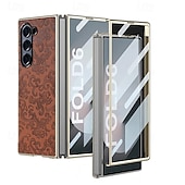 Недорогие Чехлы для Samsung-телефон Кейс для Назначение SSamsung Galaxy Z-сгиб 6 Z Fold 5 Z Fold 4 Z Fold 3 Кейс на заднюю панель и протектор экрана Защита от удара ПК Кожа PU
