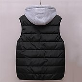 preiswerte Herren Steppweste-Herren Puffer Weste Kapuzenweste Gepolstert Weste Steppweste Täglich Verabredung Urlaub Modisch Brautkleider schlicht Herbst Winter Tasche Polyester warm halten Komfortabel Feste Farbe Reisverschluss