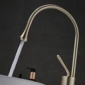 お買い得  クラシカル-バスルーム シンク ミキサーの蛇口 つや消しゴールド 背の高いデッキに取り付けられた、ハイ アークの容器タップ シングル ハンドル 1 つの穴 標準スパウト